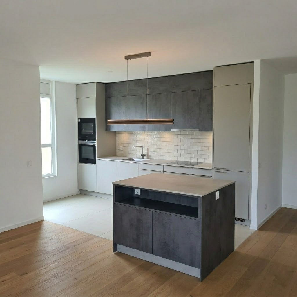 Nouvelle cuisine ouverte avec îlot central